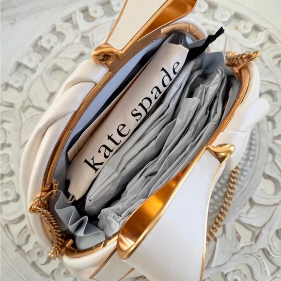 NWT Kate Spade Ivory Cream Bow Frame Clutch - Picture 4 of 9